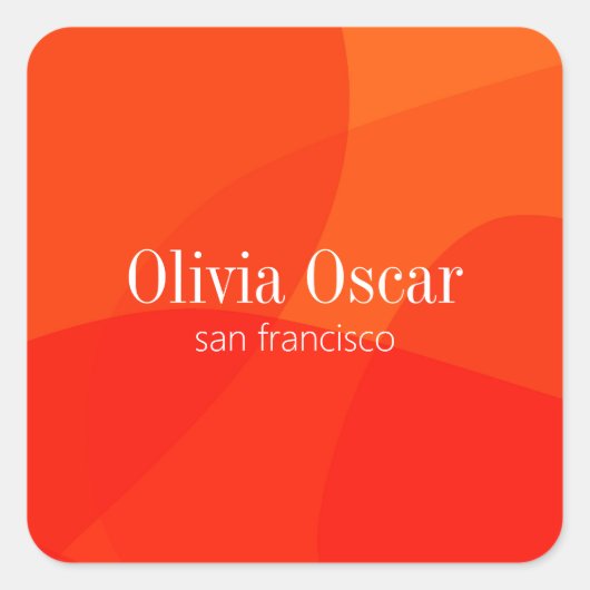 Minimaal uniek rood Sinaasappel Abstracte kunst cr Vierkante Sticker (Voorkant)