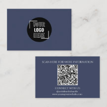 Minimaal uw Logo hier Navy Blue QR-code