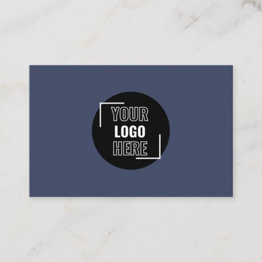 Minimaal uw Logo hier Navy Blue QR-code Visitekaartje (Voorkant)