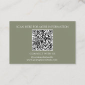 Minimaal Uw Logo hier Sage Green QR-code Visitekaartje (Achterkant)