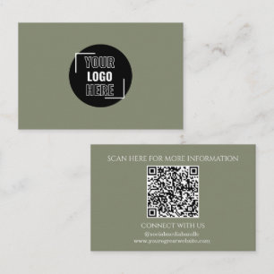 Minimaal Uw Logo hier Sage Green QR-code Visitekaartje