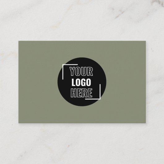 Minimaal Uw Logo hier Sage Green QR-code Visitekaartje (Voorkant)