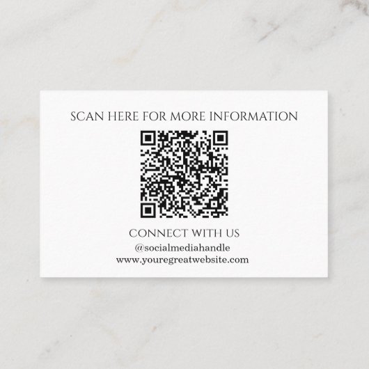 Minimaal Uw Logo Hier Zwart-Wit QR Code Visitekaartje (Achterkant)