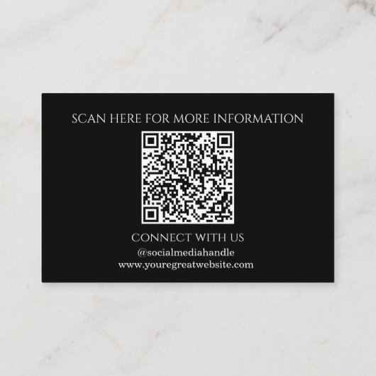 Minimaal Uw Logo Hier Zwart-Wit QR Code Visitekaartje (Achterkant)