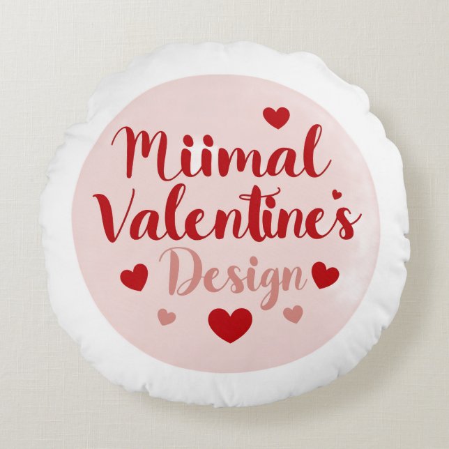 Minimaal Valentijnsdag Liefdes Typography Ontwerp  Rond Kussen (Voorkant)