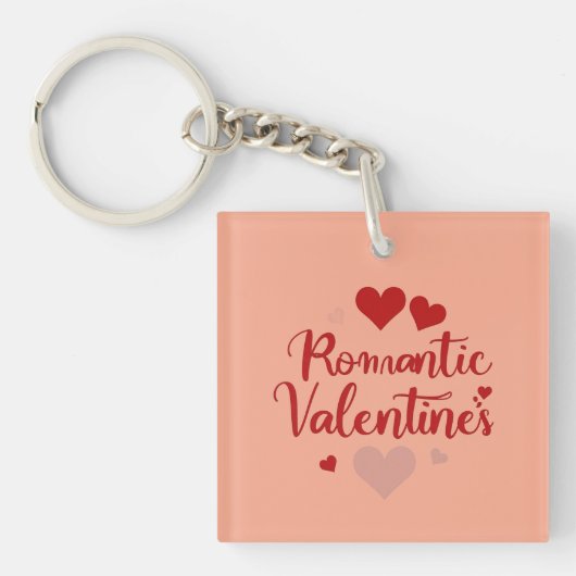 Minimaal Valentijnsdag Liefdes Typography Ontwerp Sleutelhanger (voorkant)