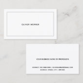 Minimaal van de minimalistische classy white visitekaartje (Voorkant / Achterkant)