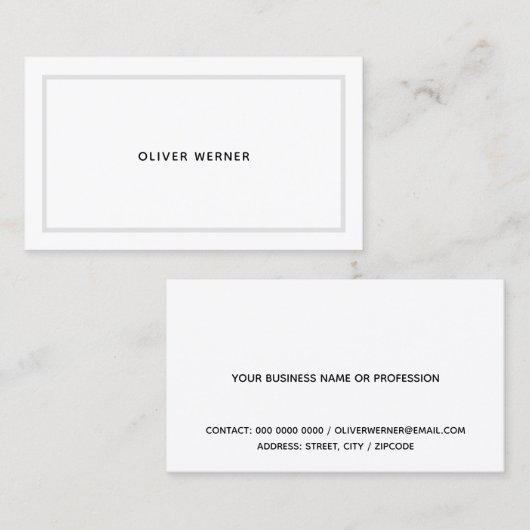 Minimaal van de minimalistische classy white visitekaartje (Voorkant / Achterkant)