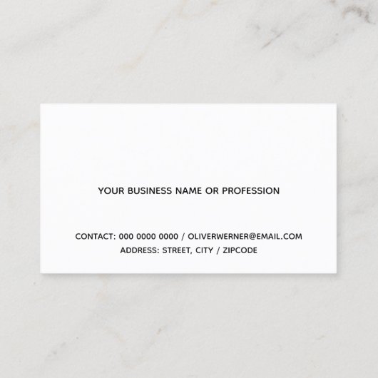 Minimaal van de minimalistische classy white visitekaartje (Achterkant)