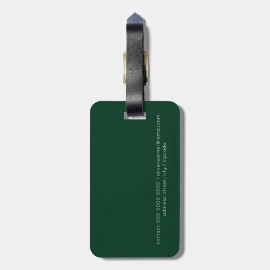 Minimaal van de minimalistische Elegant donkergroe Bagagelabel (Achterkant verticaal)