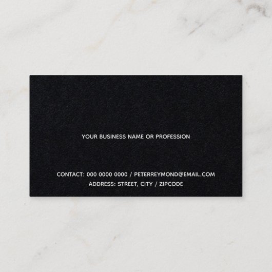 Minimaal van de minimalistische stijl zwart visitekaartje (Achterkant)