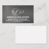 Minimaal Vastgoedlogo | Grijze Textuur Visitekaartje (Voorkant / Achterkant)