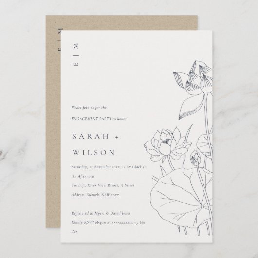 Minimaal Verloving waterloperschets uitnodigen Bedankkaart (Voorkant / Achterkant)