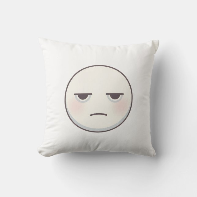Minimaal Vermoeid Gezicht Emoji Worp Kussen (Voorkant)