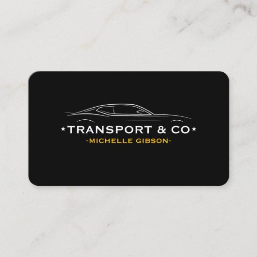 Minimaal Vervoer Auto Taxichauffeur Geel Zwart Visitekaartje (Voorkant)