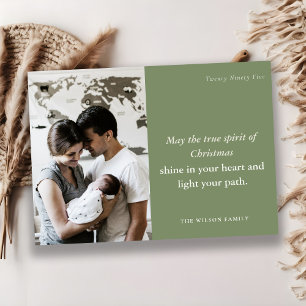 Minimaal vet 1 foto Dusky Green Christmas Spirit Feestdagenkaart