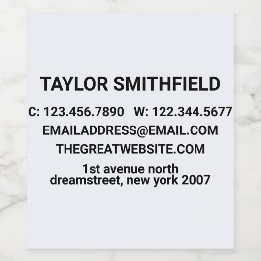 Minimaal vet modern trendy wijn etiket (Enkel label)