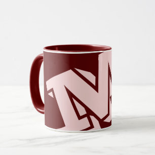 Minimaal Vet Monogram Maroon Bourgondie Roze Roze Mok