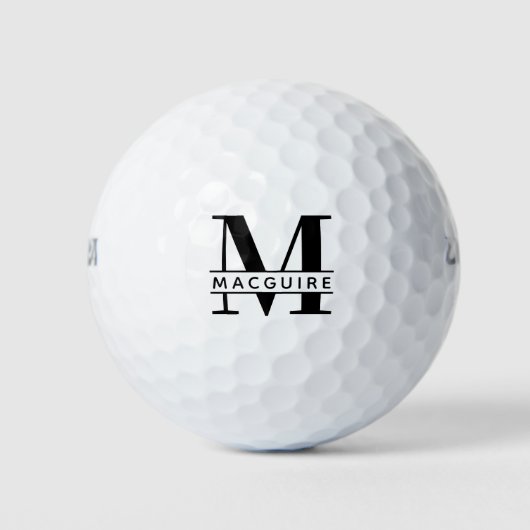 Minimaal Vet Monogram met naam Golfballen (Voorkant)