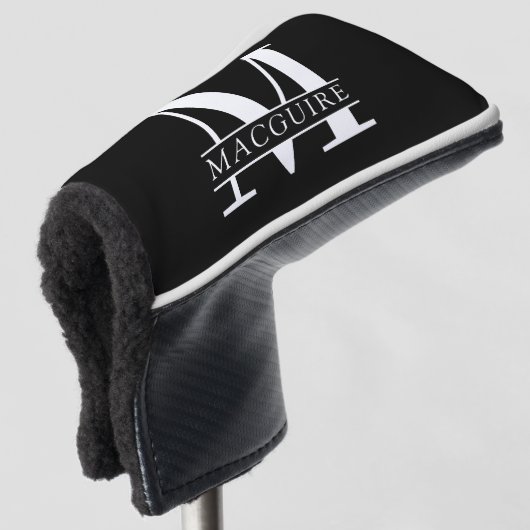 Minimaal Vet Monogram met naam Golfheadcover (3/4 voorkant)