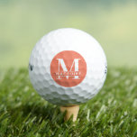 Minimaal Vet Monogram met naam | Zalm Golfballen<br><div class="desc">Een uniek maar minimaal Salmon Oranje monogram golfbal met je unieke monogram letter en naam.</div>