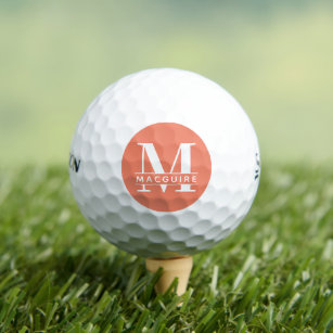 Minimaal Vet Monogram met naam   Zalm Golfballen