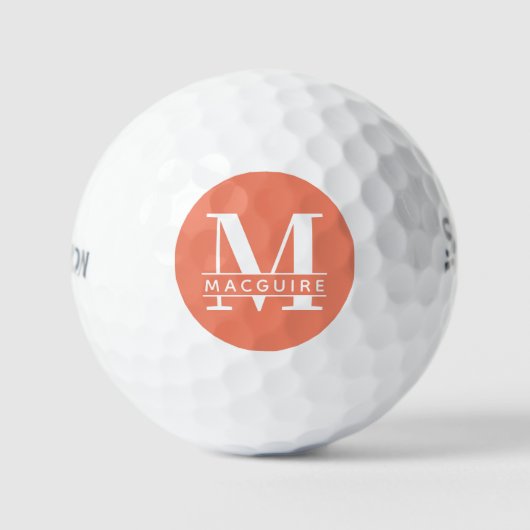 Minimaal Vet Monogram met naam | Zalm Golfballen (Voorkant)