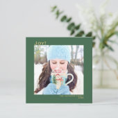 Minimaal vierkant 1 Foto Simple Joy Green & Gold Feestdagenkaart (Staand voorkant)