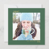 Minimaal vierkant 1 Foto Simple Joy Green & Gold Feestdagenkaart (Voorkant)