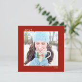 Minimaal vierkant 1 Foto Simple Joy Red & Gold Feestdagenkaart (Staand voorkant)