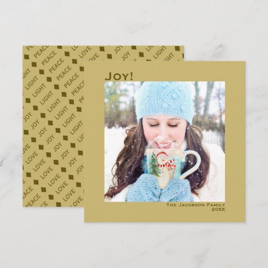 Minimaal vierkant 1 Photo Simple Joy Gold Feestdagenkaart (Voorkant / Achterkant)