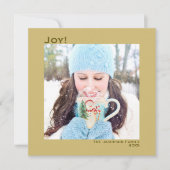 Minimaal vierkant 1 Photo Simple Joy Gold Feestdagenkaart (Voorkant)