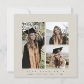 Minimaal vierkant beige Lijst driestuksfoto Afstud Aankondiging (Voorkant)