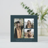 Minimaal vierkant groen Lijst drievoudig Afstudere Aankondiging (Staand voorkant)