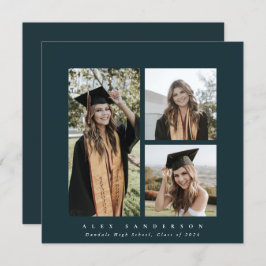 Minimaal vierkant groen Lijst drievoudig Afstudere Aankondiging