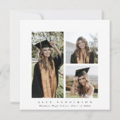 Minimaal vierkant wit Lijst Triple Photo Afstudere Aankondiging (Voorkant)