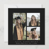 Minimaal vierkant zwart Lijst driedubbel Afstudere Aankondiging (Voorkant)