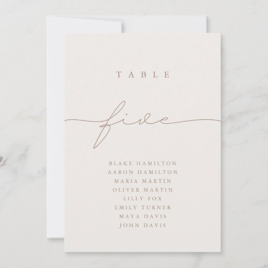 Minimaal vijf tabelnummer voor calligrafie (Voorkant)