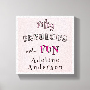 Minimaal Vijftig Fantastisch Roze Typografie 50 Ve Canvas Afdruk