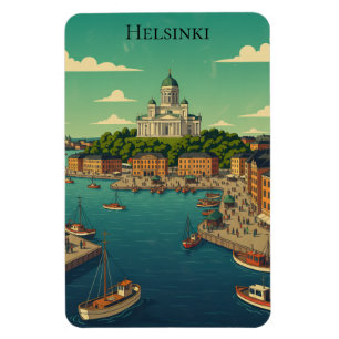 Minimaal Vintage Helsinki Finland Retro Reizen Magneet