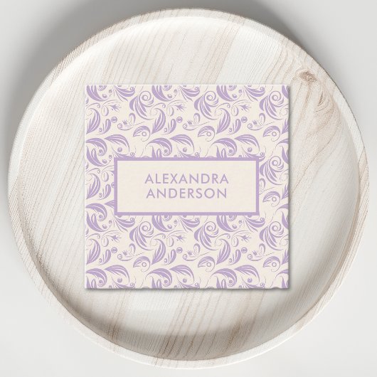 Minimaal violet blad patroon vierkante visitekaartje