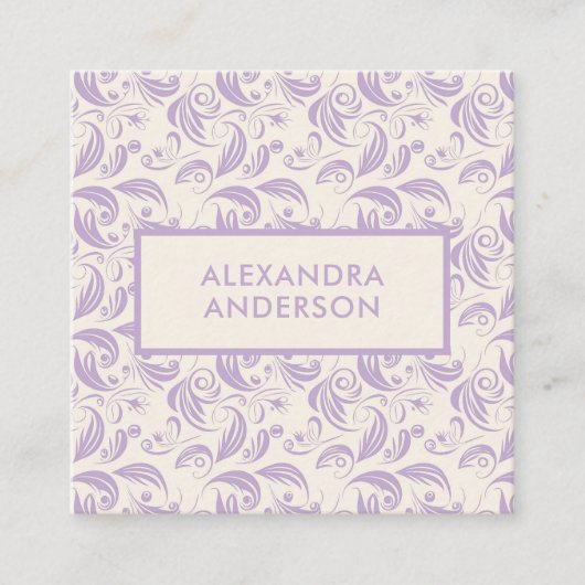 Minimaal violet blad patroon vierkante visitekaartje (Voorkant)