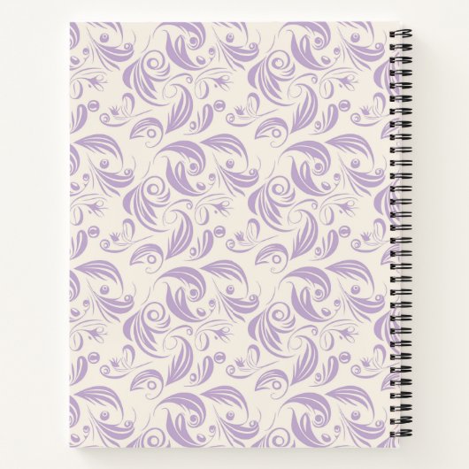 Minimaal Violet Botanische Bladeren Wervelt Patroo Notitieboek (Achterkant)