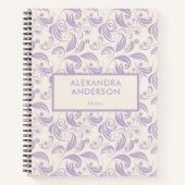 Minimaal Violet Botanische Bladeren Wervelt Patroo Notitieboek (Voorkant)