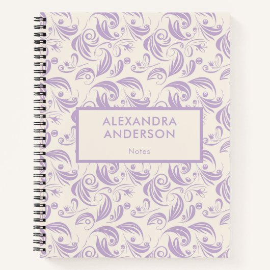 Minimaal Violet Botanische Bladeren Wervelt Patroo Notitieboek (Voorkant)