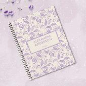 Minimaal Violet Botanische Bladeren Wervelt Patroo Notitieboek