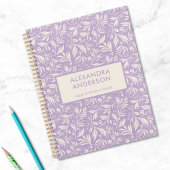 Minimaal Violet Botanische Bladeren Wervelt Patroo Planner