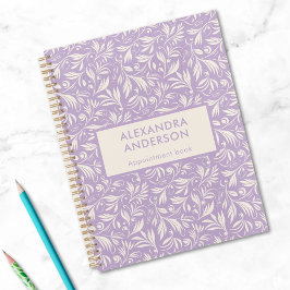 Minimaal Violet Botanische Bladeren Wervelt Patroo Planner