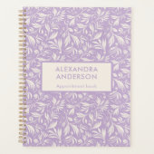 Minimaal Violet Botanische Bladeren Wervelt Patroo Planner (Voorkant)