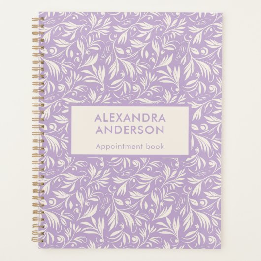 Minimaal Violet Botanische Bladeren Wervelt Patroo Planner (Voorkant)